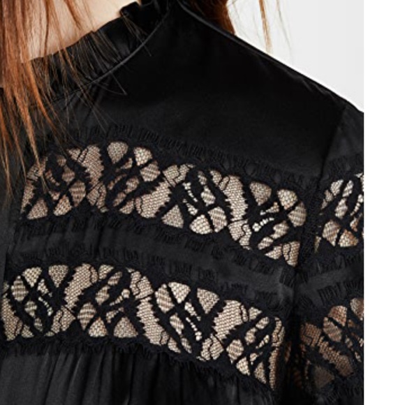 FRAME Lace Panel 100% Silk Satin Blouse - Picture 7 of 9